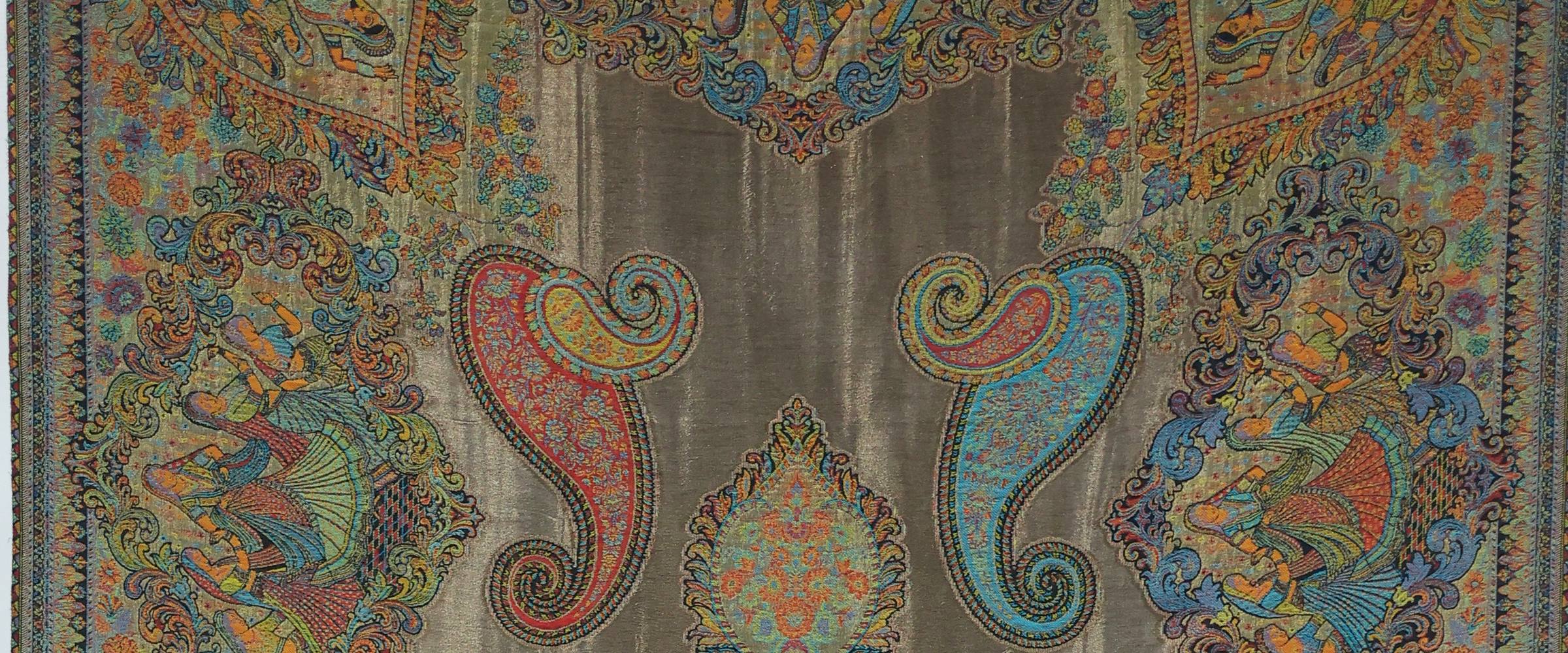 Detail of a hand-woven Kani Mughlai Darbar shawl
