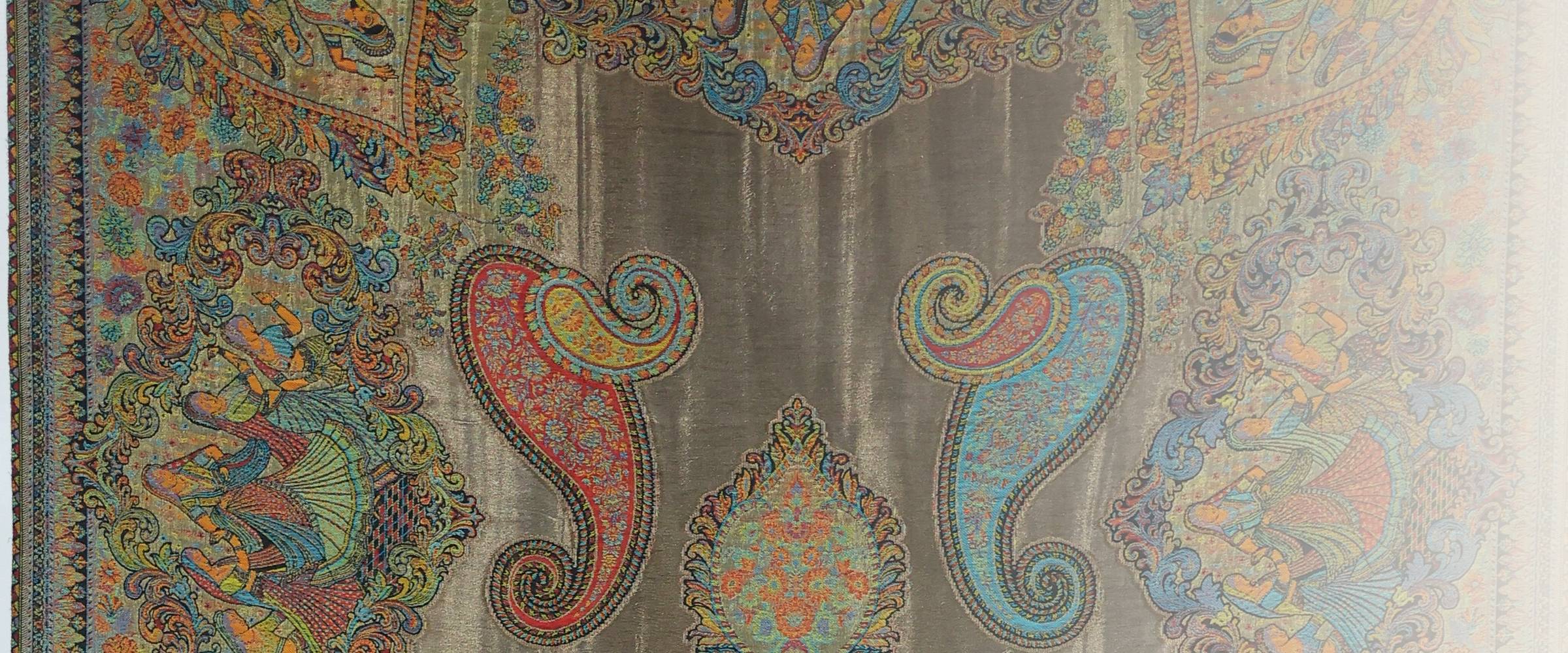 Detail of a hand-woven Kani Mughlai Darbar shawl